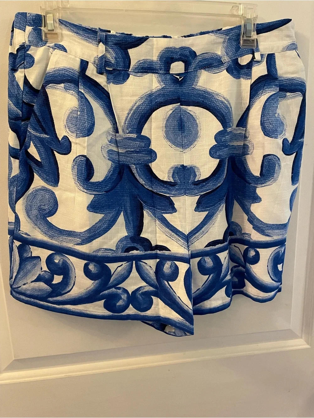 Blue & White Printed Mini Skirt
